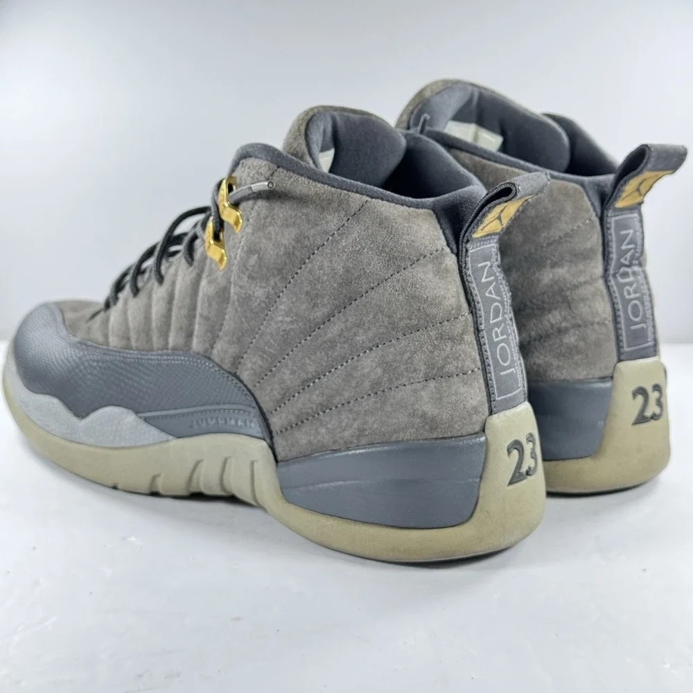 Air Jordan 12 Retro‎ Dark Grey Suede Gold Eyelets Men's Size 12 130690-005